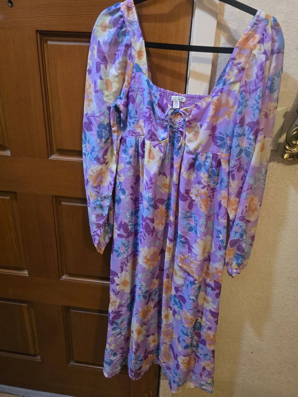 Floral Lavender Peasant Midi Dress